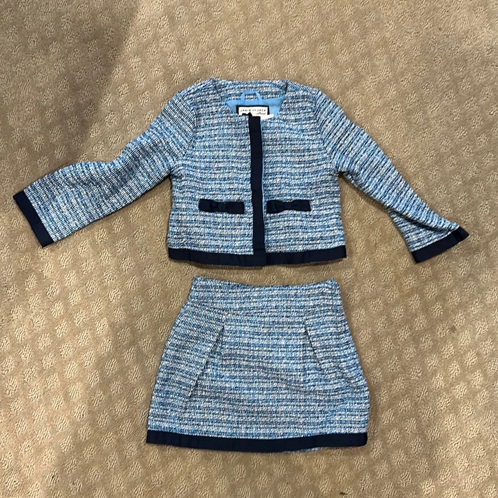 2T girls NWT Janie and Jack skirt tweed outfit blue white